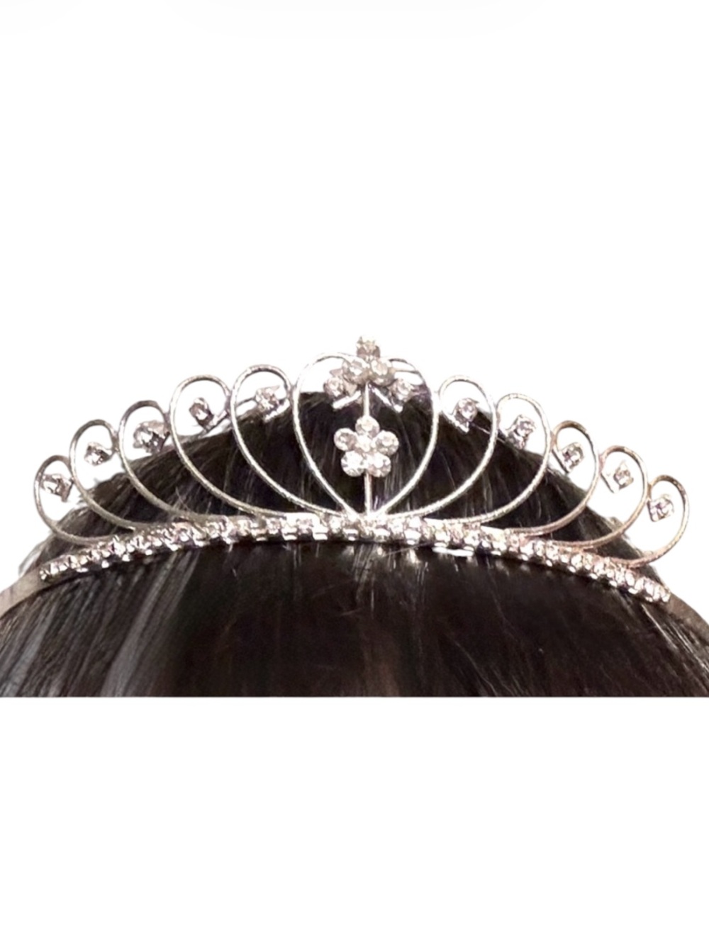 Vintage tiara circa 1980s- silver tone with rhinestones